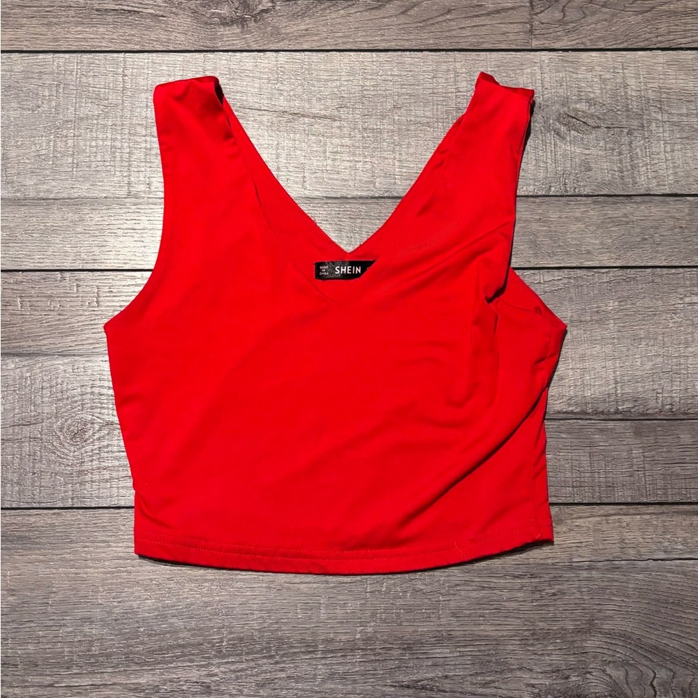 Red SHEIN Crop Tank Top